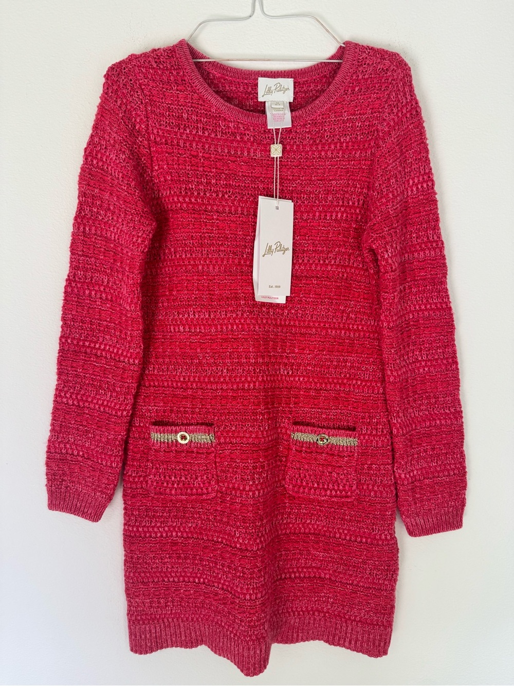 NWT Lilly Pulitzer Girls Lolo Sweater Dress, Pink - Size Medium